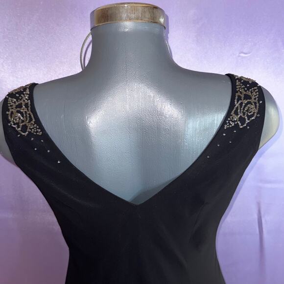 Vintage Alex Evenings Black Beaded Slip Y2K 90’s Dress Sz 8 Asymmetrical - Picture 3 of 15